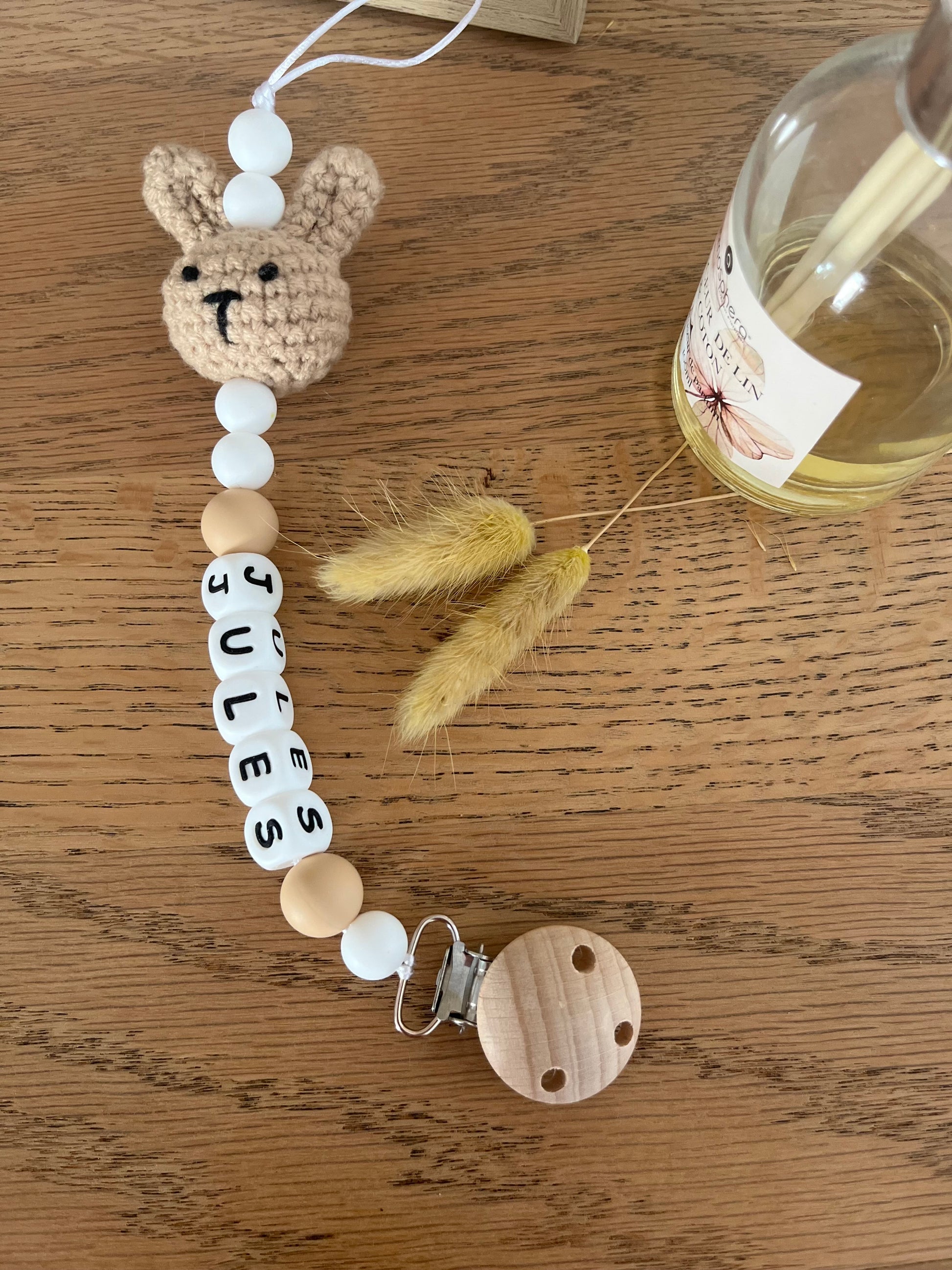 Attache tétine personnalisée fait main