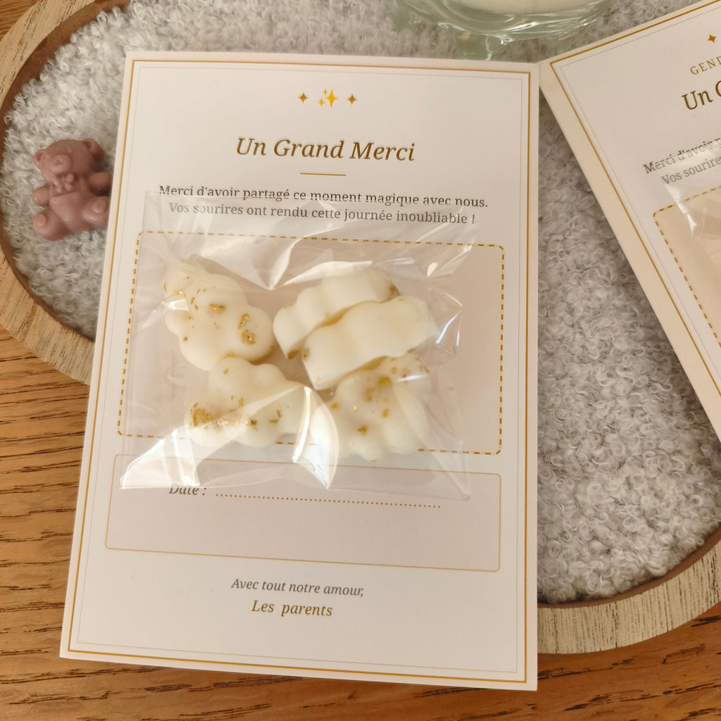 Carte Souvenir & Mini Fondants Parfumés – Cadeau Invités Gender Reveal / Baby Shower / Baptême/ anniversaire