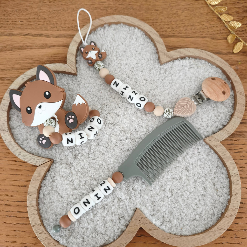 Pack naissance personnalisé renard 3 pièces pour bébé
