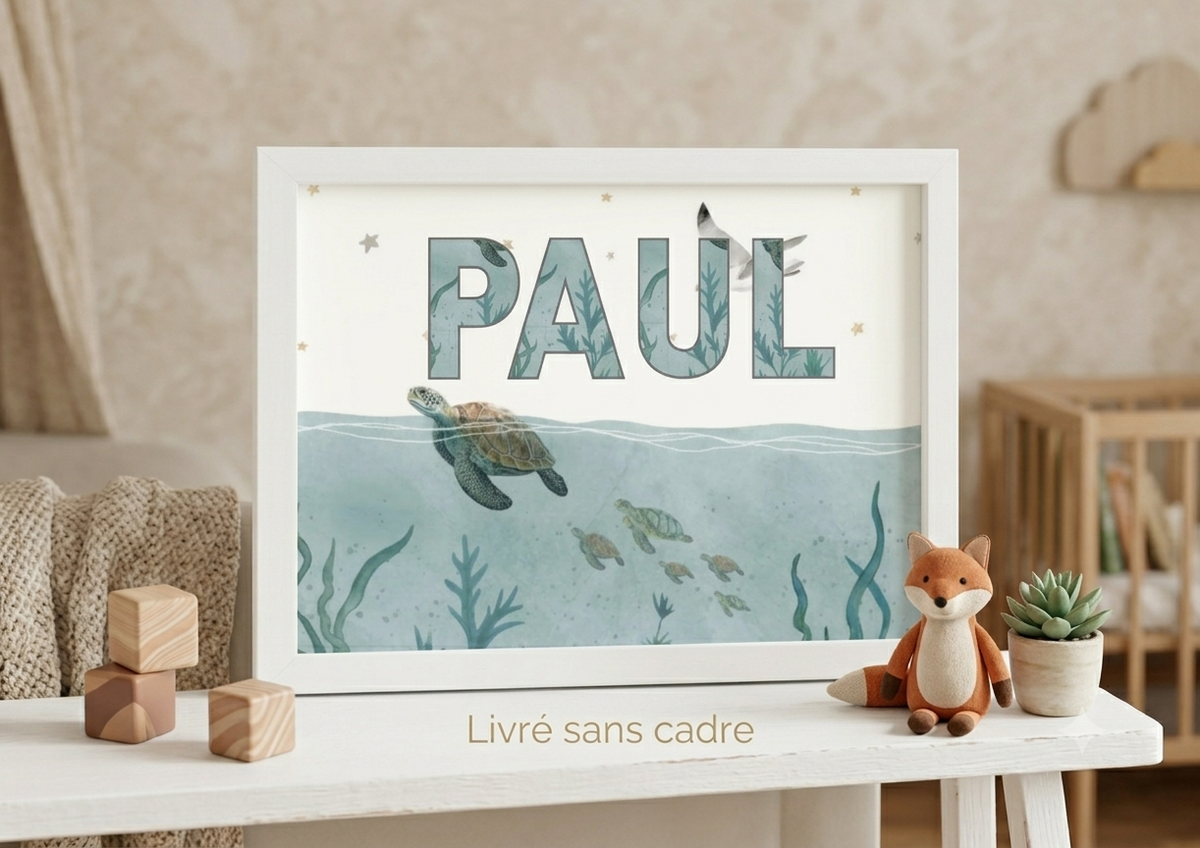 Affiche océan tortue