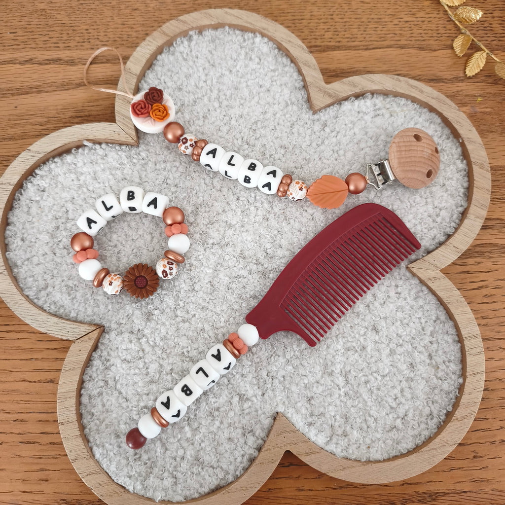 Pack naissance personnalisé terracotta 3 pièces pour bébé